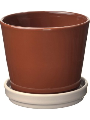 Toprak Saksı, Kahverengi-Bej, 12 Cm, Iç/dış Mekan