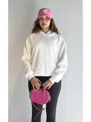 Kadın Kapüşonlu Oversize Peluş Sweathirt