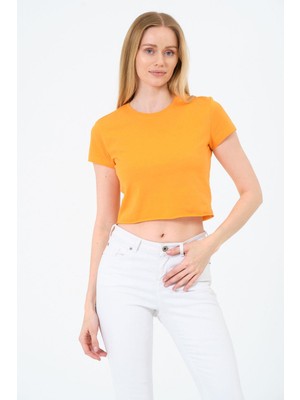 Kadın Kısa Kollu Oversize Crop