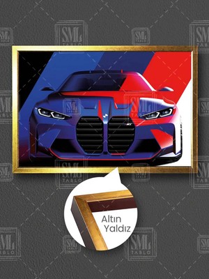 Bmw Spor Araba M Sport 3 Serisi Bmw M3 Msport Hız Tutkusu Çerçeveli Yatay Kanvas Tablo