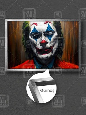 Kırmızı Ceketli Joker Portresi Gotham City Çerçeveli Yatay Kanvas Tablo