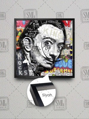 Salvador Dali Bansky Grafiti Sokak Sanatı Street Art Çerçeveli Kare Kanvas Tablo