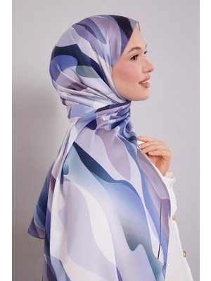 Lila Soyut Desen Twill Şal