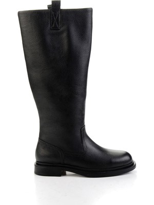 Mat Siyah Hakiki Deri Kadın Çizme K03666075703