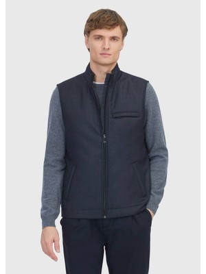 Antrasit Regular Fit Dik Yaka Casual Dokuma Spor Yelek