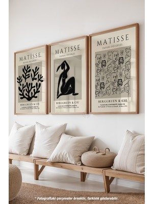 Matisse Bohem 3'lü Ahşap Çerçeveli Poster, Tablo Seti No:24