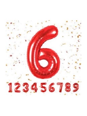 Benim Marifetlerim 6 Rakamı Kırmızı Folyo Balon 16 Inch 40 cm