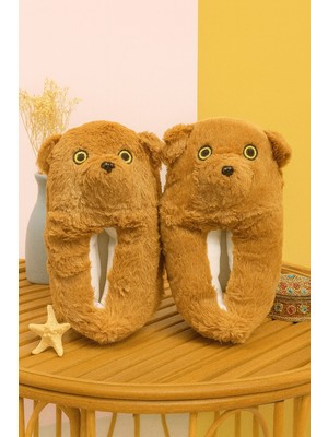 Barney Ayıcık Peluş Unisex Hayvanlı Panduf Ev Ayakkabısı Pufidik