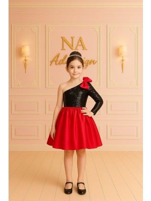 Tek Omuz Pul Payetli ve Saten Etekli Kabarık Elbise – Özel Gün Elbisesi