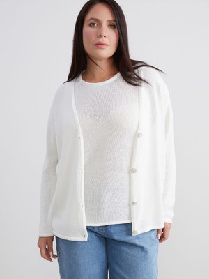 Lc Waikiki Yeni Sezon Büyük Beden V Yaka Kadın Triko Hırka