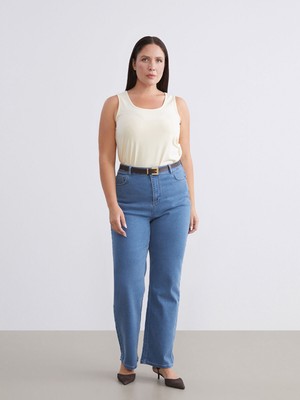 Lc Waikiki Yeni Sezon Büyük Beden Straight Fit Kadın Jean Pantolon