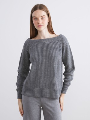 Lc Waikiki Yeni Sezon Kayık Yaka Oversize Kadın Triko Kazak