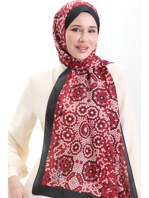 Desenli Soft Şal 70297-05 Siyah Bordo