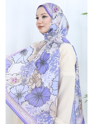Şanzelize Çiçek Desenli Şal 70319-02 Lila