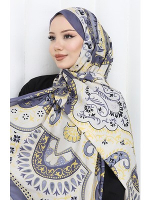 Desenli Soft Şal 70314-15 Antrasit Sarı
