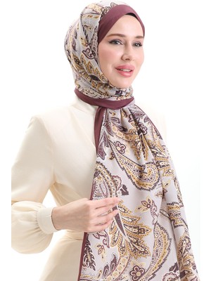 Etnik Desenli Soft Şal 70296-21 Açık Mürdüm Hardal