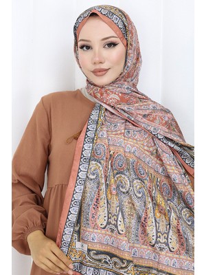 Etnik Desen Vual Şal 70303-02 Kiremit