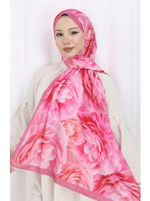 Pamuklu Desenli Koza Şal 70322-02 Pembe