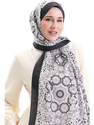 Desenli Soft Şal 70297-18 Siyah Bej