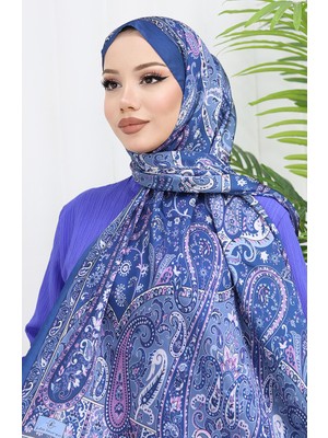 Etnik Desen Janjan Şal 70306-09 Lacivert Pudra