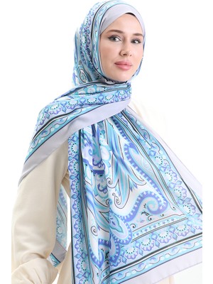 Etnik Desen Soft Şal 70295-15 Gümüş Gri Lila