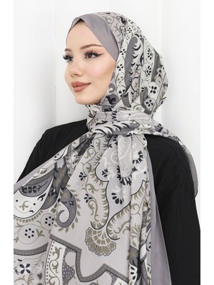 Desenli Soft Şal 70314-11 Gümüş Gri
