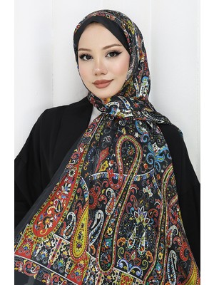 Etnik Desen Janjan Şal 70306-10 Siyah Kırmızı