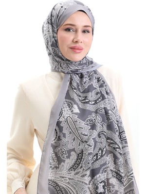 Etnik Desenli Soft Şal 70296-11 Gri Antrasit