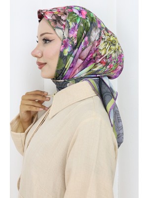 Dijital Rayon Eşarp 70299-08 Füme Lila
