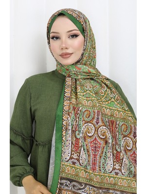 Etnik Desen Vual Şal 70303-10 Zümrüt Yeşili