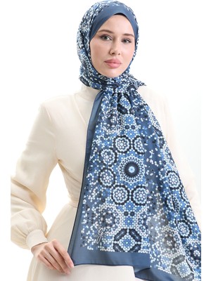 Desenli Soft Şal 70297-10 Indigo Füme