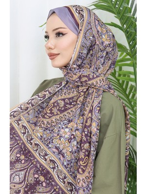 Etnik Desenli Soft Şal 70312-15 Lila Mürdüm