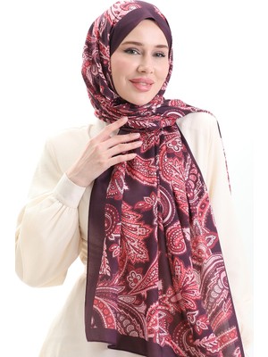Etnik Desenli Soft Şal 70296-20 Mürdüm Mercan