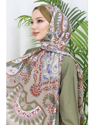 Desenli Soft Şal 70314-19 Yağ Yeşili Vizon