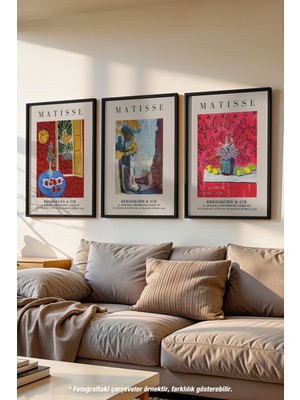 Matisse Dekoratif 3'lü Siyah Çerçeveli Poster, Tablo Seti No:15