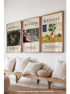 Matisse Sanatsal 3'lü Ahşap Çerçeveli Poster, Tablo Seti No:13