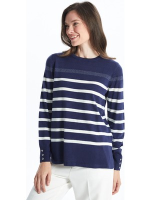 Lc Waikiki Yeni Sezon Bisiklet Yaka Çizgili Kadın Triko Kazak