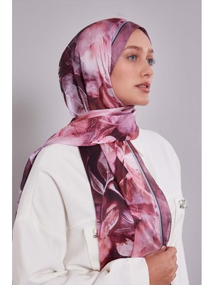 Bordo Karışık Yaprak Desen Hint Ipeği Şal