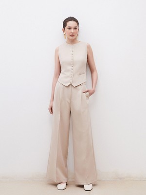 Lc Waikiki Yeni Sezon Loose Fit Krep Kadın Pileli Pantolon