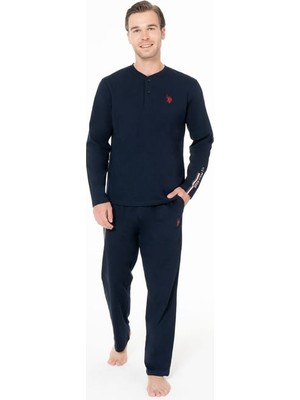 Erkek Düğmeli Yaka Uzun Kollu Pijama Takımı S26959 Cepli