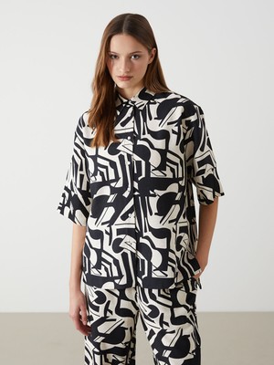 Lc Waikiki Yeni Sezon Oversize Desenli Kadın Gömlek