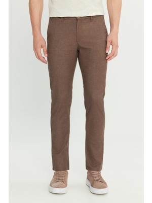 Pamuklu Slim Fit Dar Kesim Yan Cepli Armürlü Casual Pantolon