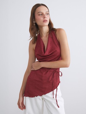 Lc Waikiki Yeni Sezon Halter Yaka Dokulu Sırtı Pencereli Bluz