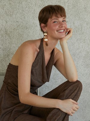 Lc Waikiki Yeni Sezon Halter Yaka Dokulu Sırtı Pencereli Bluz