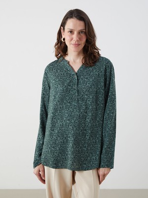 Lc Waikiki Yeni Sezon Kaçık Yaka Desenli Bluz