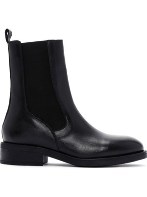 Kadın Siyah Fermuarlı Deri Casual Bot 25WFD550018