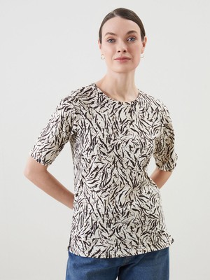 Lc Waikiki Yeni Sezon Bisiklet Yaka Desenli Kadın Tişört