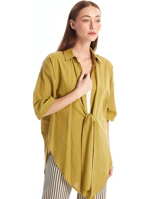 Lc Waikiki Yeni Sezon Şal Yaka Düz Oversize Keten Görünümlü Kadın Kimono