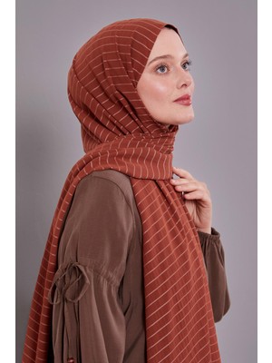 Lêvi D'or Koyu Bordo Çizgili Cazz Şal