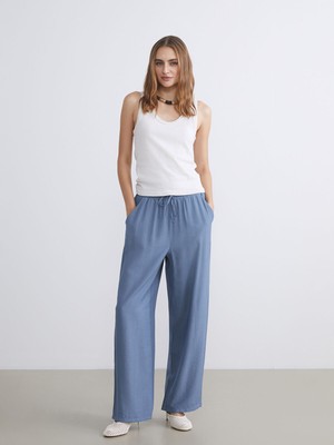 Lc Waikiki Yeni Sezon Beli Lastikli Geniş Paça Kadın Pantolon